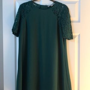 Green dress with embroidered sleeves